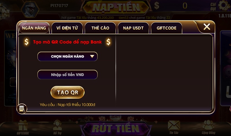 Nạp tiền Vinclub ngân hàng